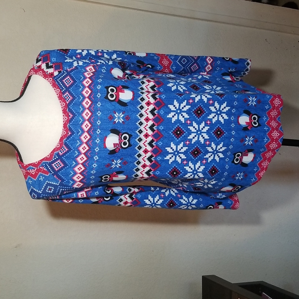 Christmas Winter shirt Owls size medium Blue Comfortable